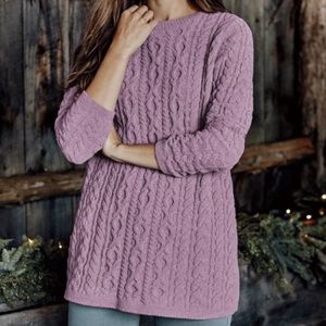 J Jill Lavender Purple 100% Cotton Crew Neck Chunky Knit Sweater 3X